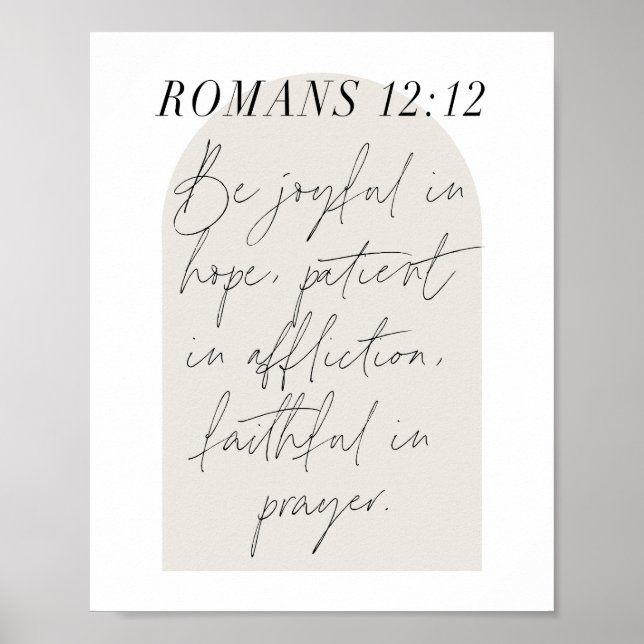 Poster Romains 12:12 Arc Beige Boho Minimal (Devant)