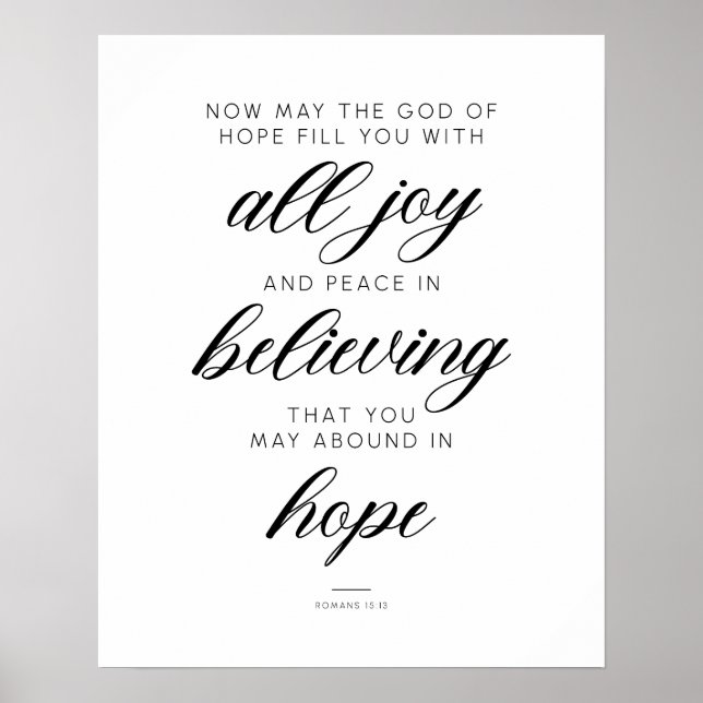 Poster Romains 15:13 Que le Dieu de l'espérance vous remp (Devant)