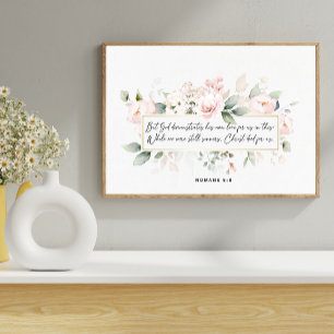 Poster Romains 5:8. Verse de la Bible Florale