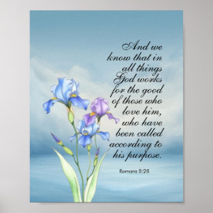 Poster Romains 8:28 Aquarelle Iris