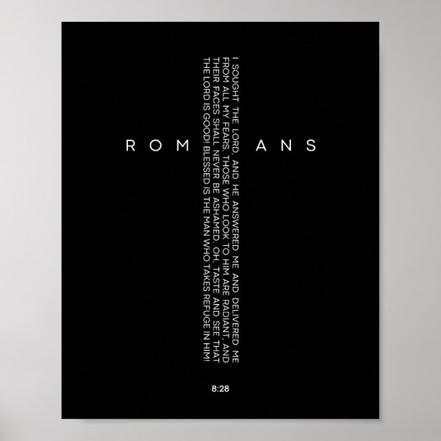 Poster Romains 8:28 Art de la Croix (Devant)