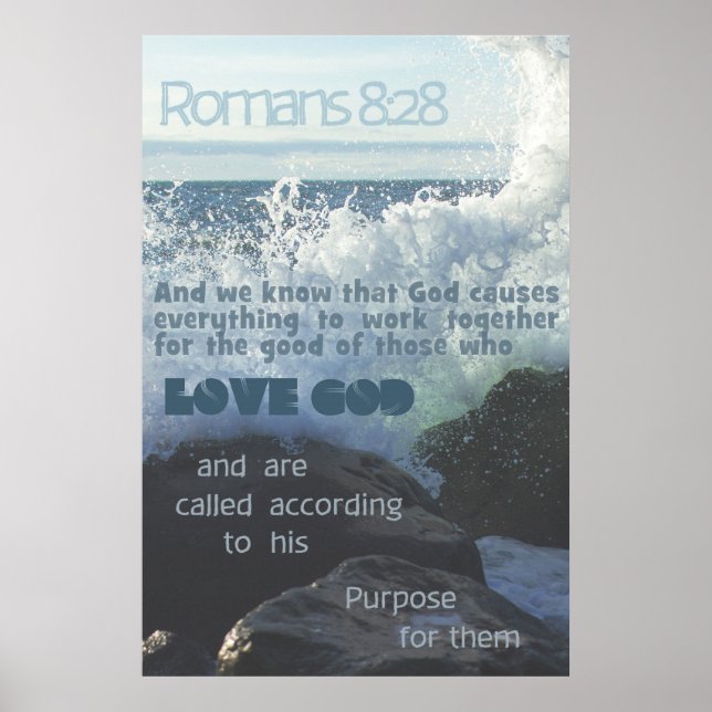Poster Romains 8:28 Océan (Devant)