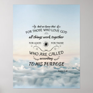 Poster Romains 8:28 verset biblique écritures cadeaux