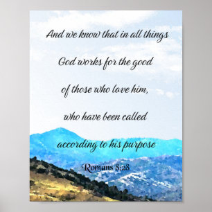 Poster Romains 8:28, verset de la Bible