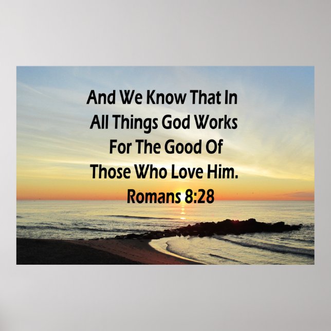 POSTER ROMAINS DU SOLEIL 8:28 SCRIPTURE VERSE (Devant)