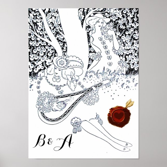 POSTER ROMANCE DE LA SAINT-VALENTIN, MONOGRAMME D'AMOUREU (Devant)