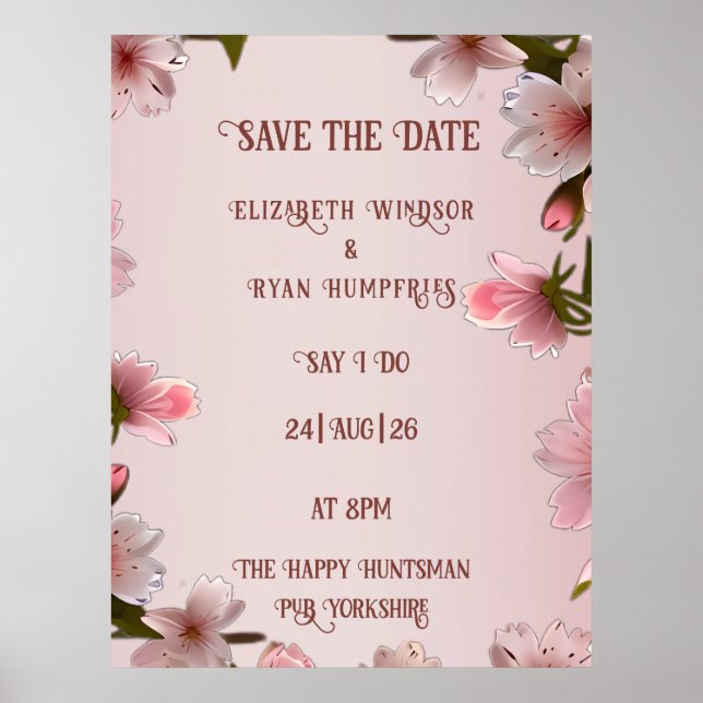 Poster Romance florissante : Un thème Mariage floral (Devant)