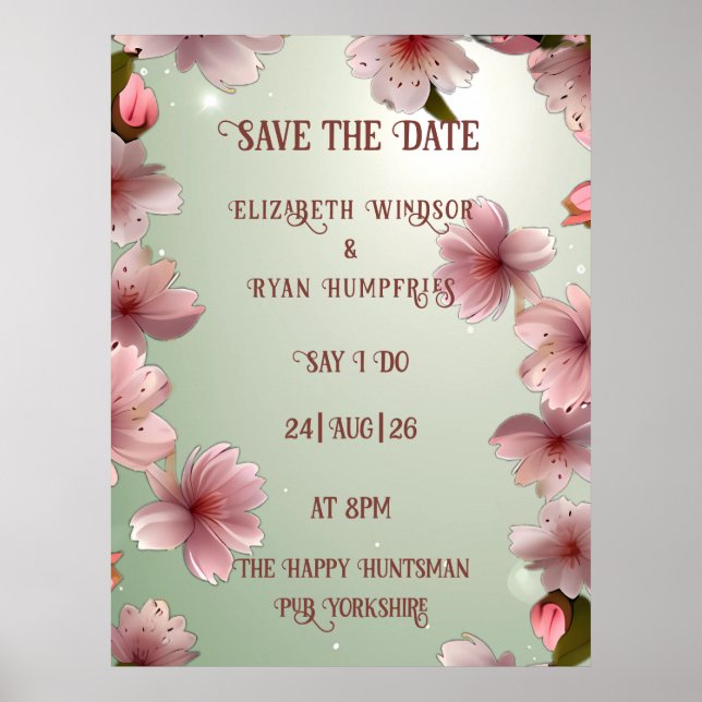 Poster Romance florissante : Un thème Mariage floral (Devant)