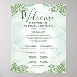 Poster Romance Greenery Mariage Ceremony Program Board