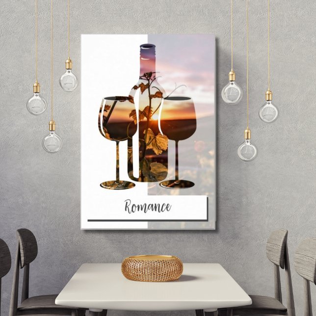 Poster Romance - Vin Pour Deux Au coucher Du Soleil (Romance)