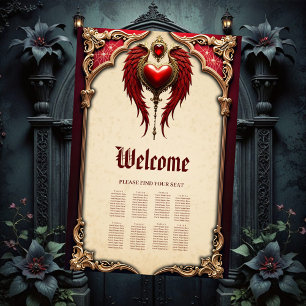 Poster Romance vintage avec coeur et ailes