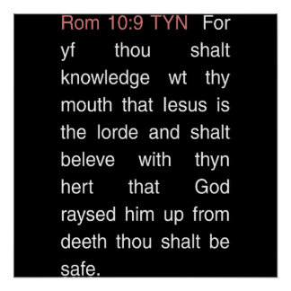 Poster Romans 10:9 Tyndale Nouveau Testament chrétien