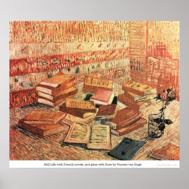 Poster Romans français et verre avec Rose - van Gogh (Devant)