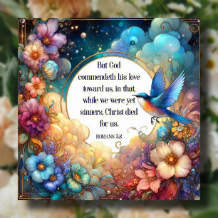 Poster Romans Verse Écriture Art Nouveau Floral Pâques