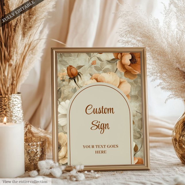 Poster Romantic Boho Terracotta Sage Green Custom Wedding (Romantic Boho Terracotta Sage Green Custom Wedding Sign)