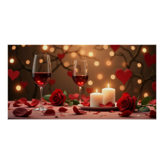 Poster Romantic Candlelight Wine