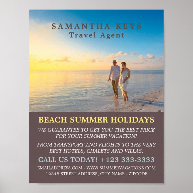 Poster Romantic Couple on Beach, agent de voyage Publicit (Devant)