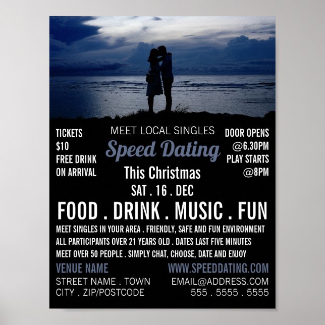Poster Romantic Couple, Speed Dating Evénement Publicité (Devant)
