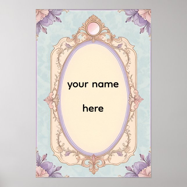 Poster Romantic Floral Vanity Border (Devant)