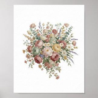 Poster Romantic Pastel Floral Canvas Print