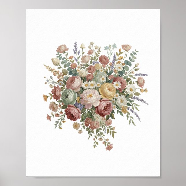 Poster Romantic Pastel Floral Canvas Print (Devant)
