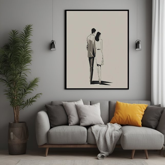 Poster Romantique Couple minimaliste Ligne Art (Créateur téléchargé)