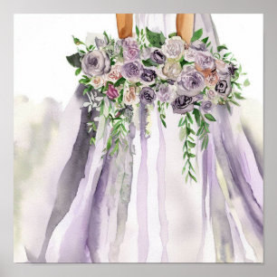 Poster Romantique et mauve, Bridal Cascading Bouquet 2,