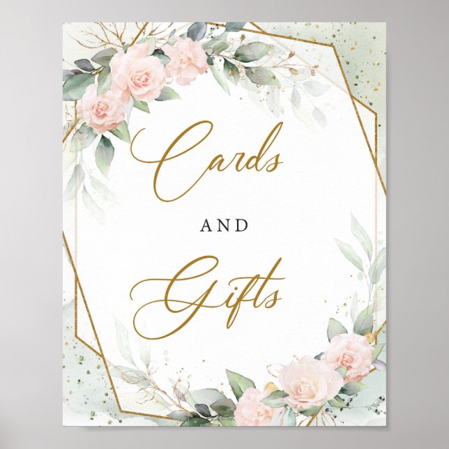 Poster Romantique jardin fleuri or Cartes et Cadeaux sign (Devant)