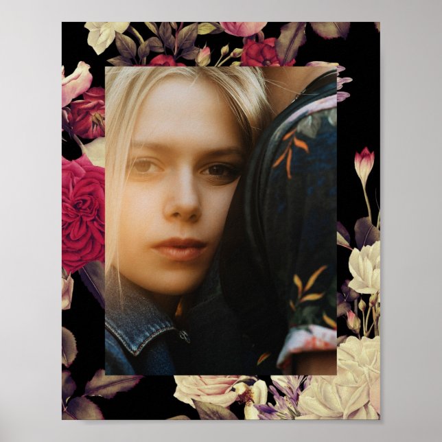Poster Romantique Moody Floral Photo Noir (Devant)