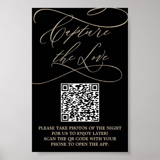 Poster Romantique or et noir QR Code Capture de l'amour P (Devant)
