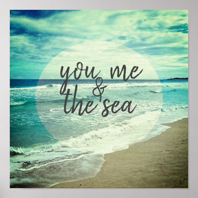 Poster romantique plage citation mer et ciel photographie (Devant)
