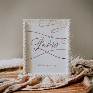 Poster Romantique Rose Gold Calligraphie Noces Faveurs Si