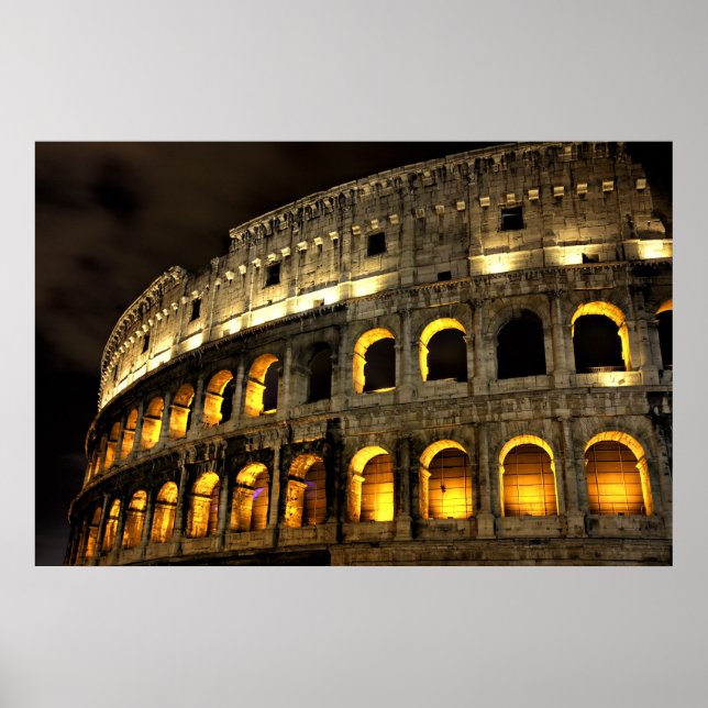 Poster Rome - Colisée illuminée la nuit (Devant)