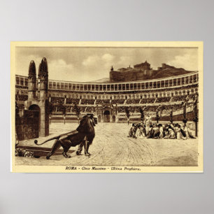 Poster Rome Colosseum, chrétiens et lions