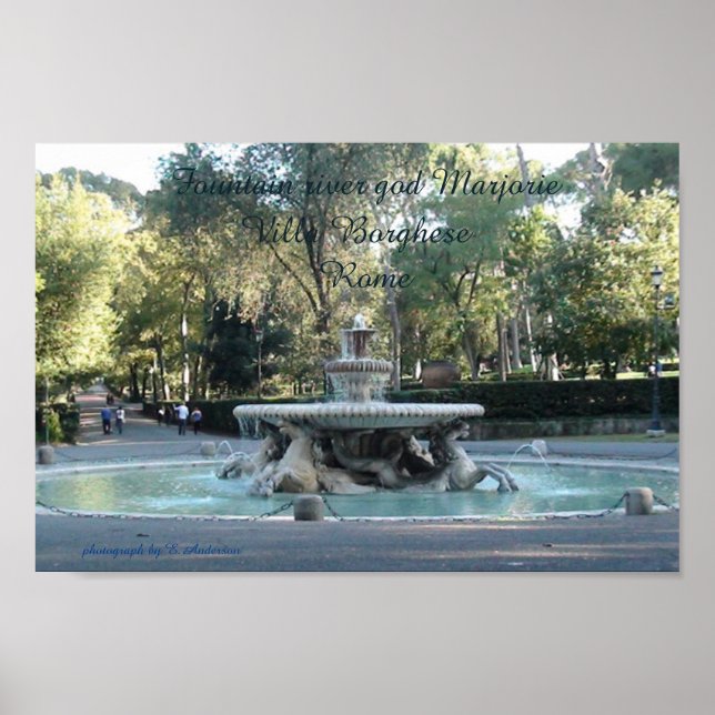 Poster Rome, Fontaine, villa Borghèse (Devant)