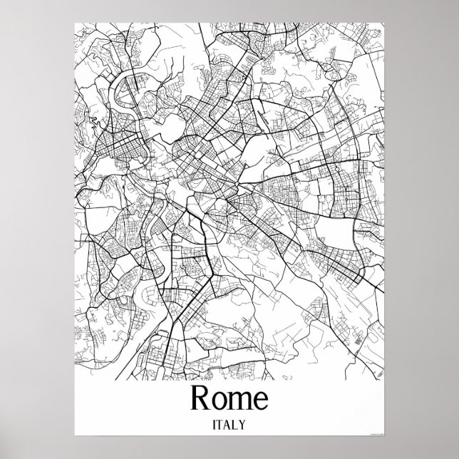 Poster Rome Italie Black and White Europe City Map (Devant)