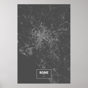 Poster Rome, Italie (blanc sur noir)