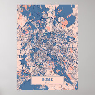 Poster Rome - Italie Carte de la ville de Breezy