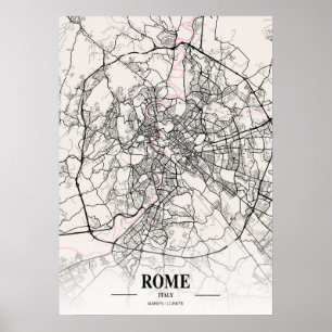 Poster Rome - Italie Carte de la ville napolitaine