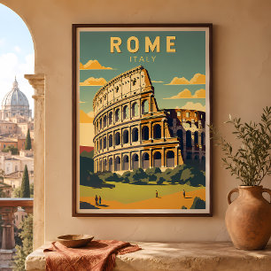 Poster Rome Italie Colosseum Voyage Art Rétro