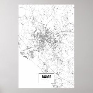 Poster Rome, Italie (noir sur blanc)