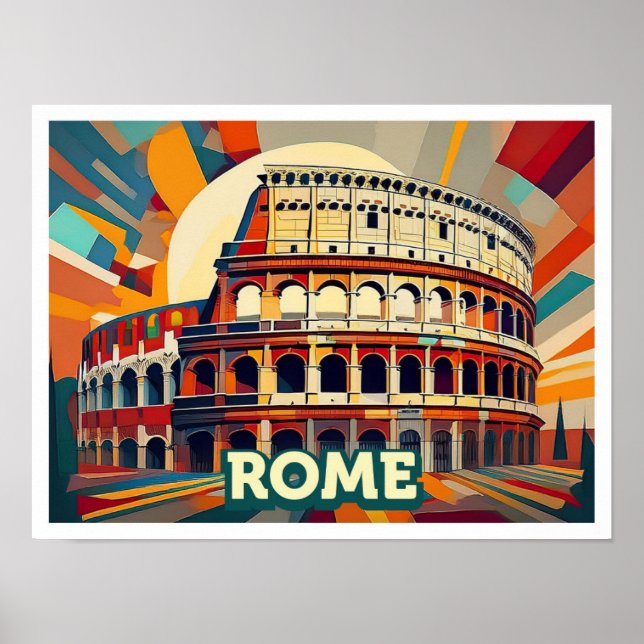 Poster Rome Italie Voyage artistique coloré (Devant)