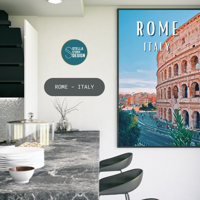 Poster Rome, la ville de la Dolce Vita et du charme itali (Rome, la ville de la Dolce Vita et du charme italienne)