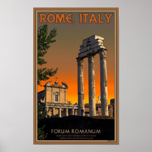 Poster Rome - Ruines du Temple dans Forum Romanum