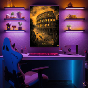 Poster Rome Skyline - Charcoal Monochrome Art - Urban