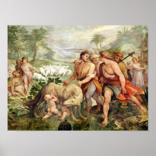 Poster Romulus a allaité par le -loup