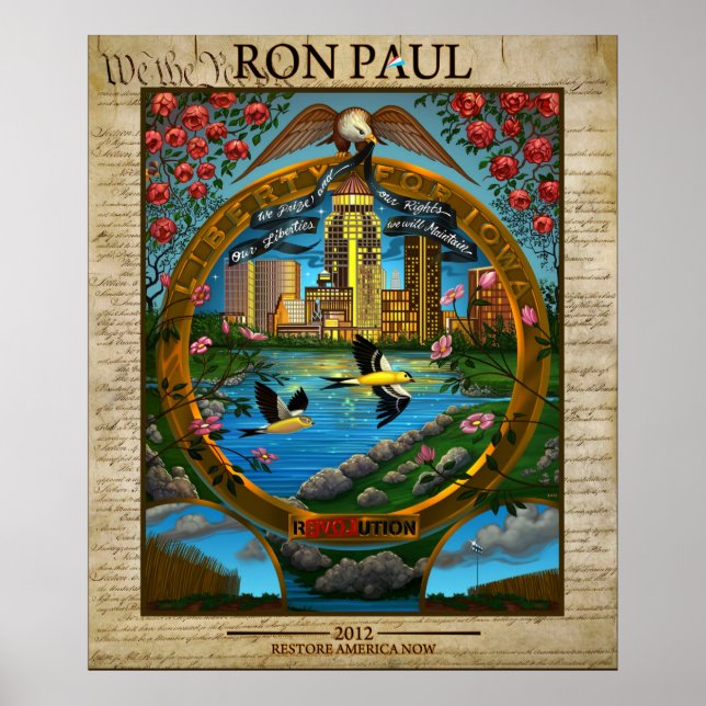 Poster Ron Paul 2012 : LIberty pour l'Iowa (Devant)