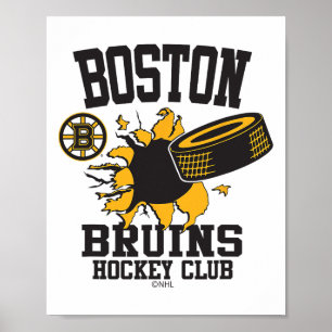 Poster Rondelle de hockey des Boston Bruins éclatée grise