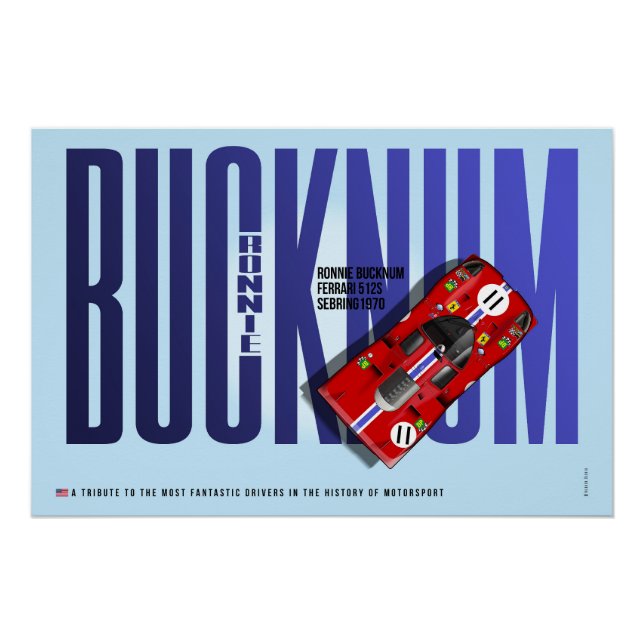 Poster Ronnie Bucknum Ferrari 512S Hommage (Devant)
