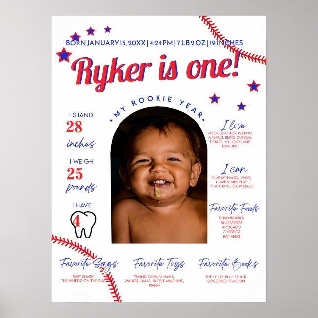 Poster Rookie de baseball de l'année Première année Jalon (Devant)